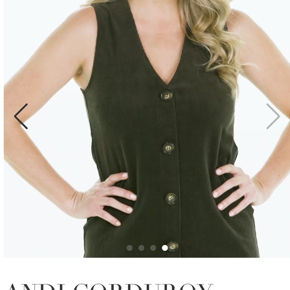 Mud Pie Andi Corduroy Sleeveless Dress In Olive - Picture 2 of 6